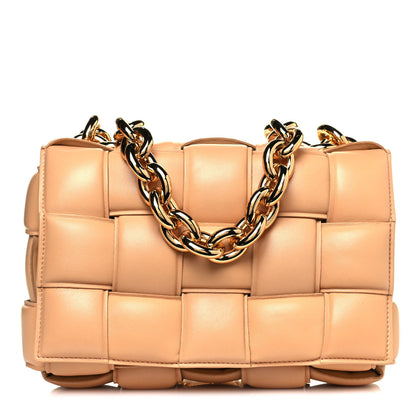 Bottega Veneta Lambskin Maxi Intreccio Padded Chain Cassette Crossbody Bag Almond 1 of 20