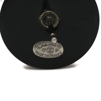 Chanel Resin CC Round Earrings White Black 4 of 5
