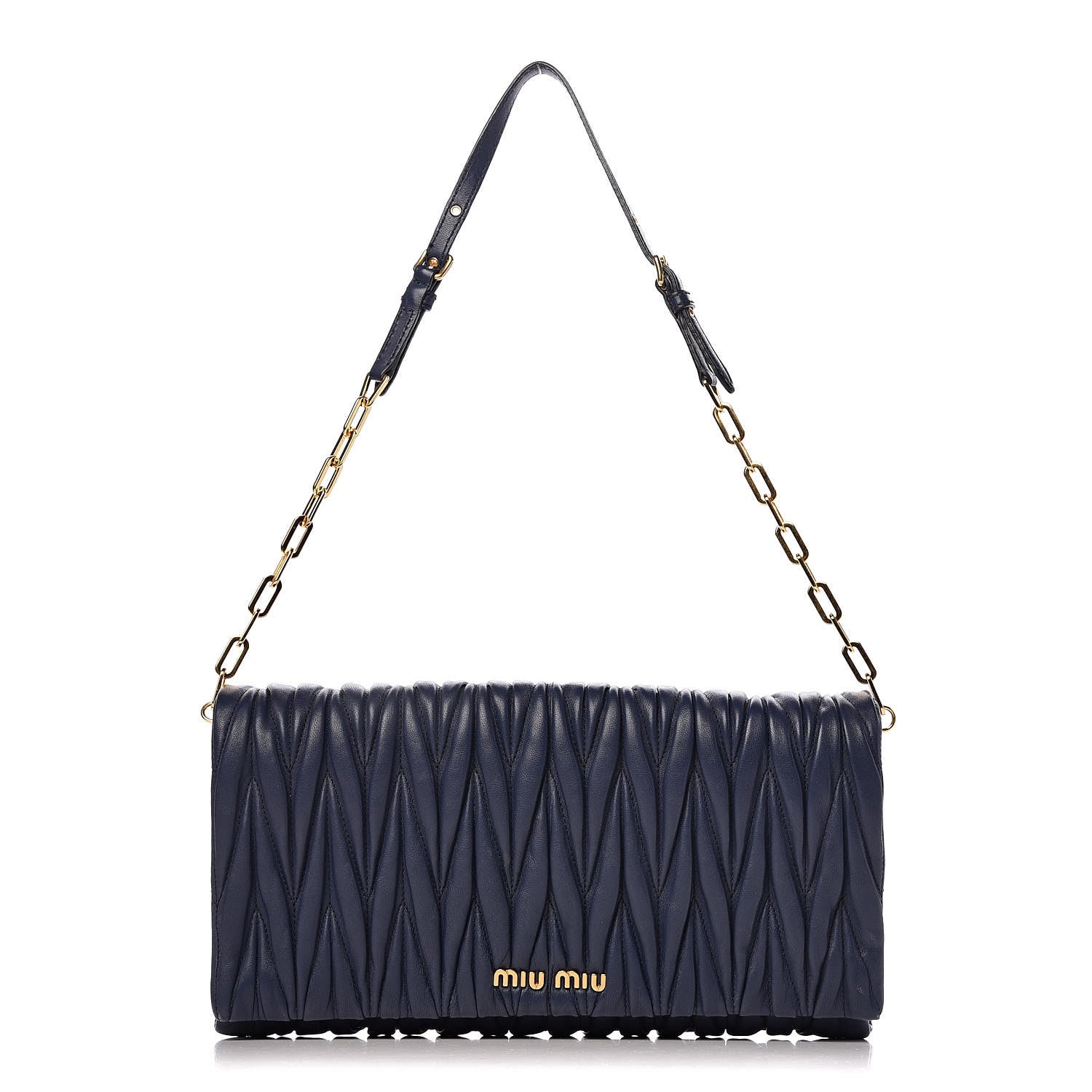 Miu Miu Nappa Matelasse Flap Clutch Bleuette 1 of 10