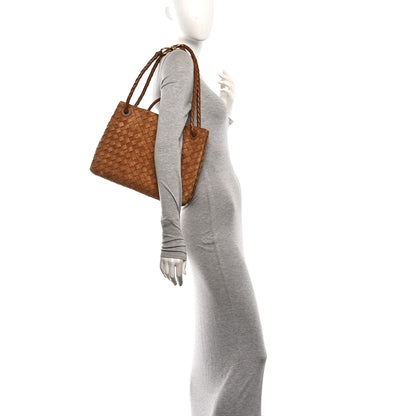 Bottega Veneta Suede Shearling Intrecciato Medium Andiamo Shoulder Bag Amber 2 of 9