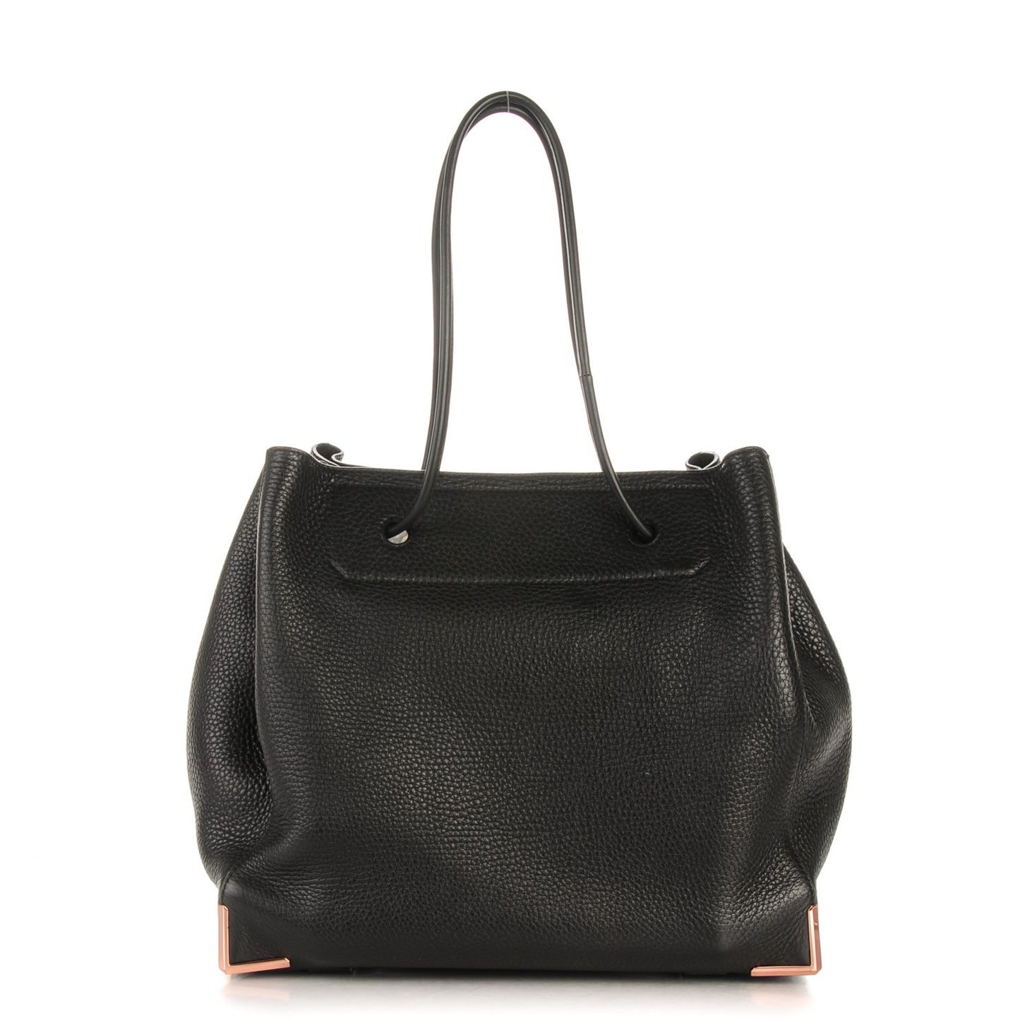Pebbled Calfskin Large Prisma Skeletal Tote Black Rose Gold Hardware