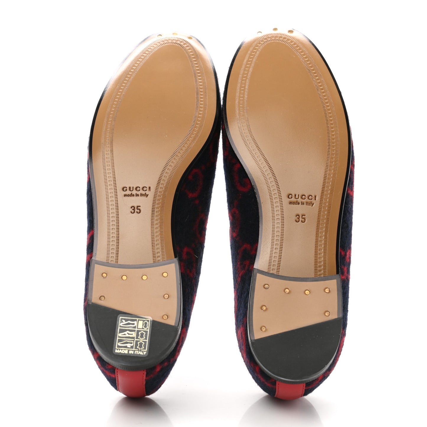 Covered Wool GG Monogram Horsebit Womens Jordaan Loafers 35 Blue Red