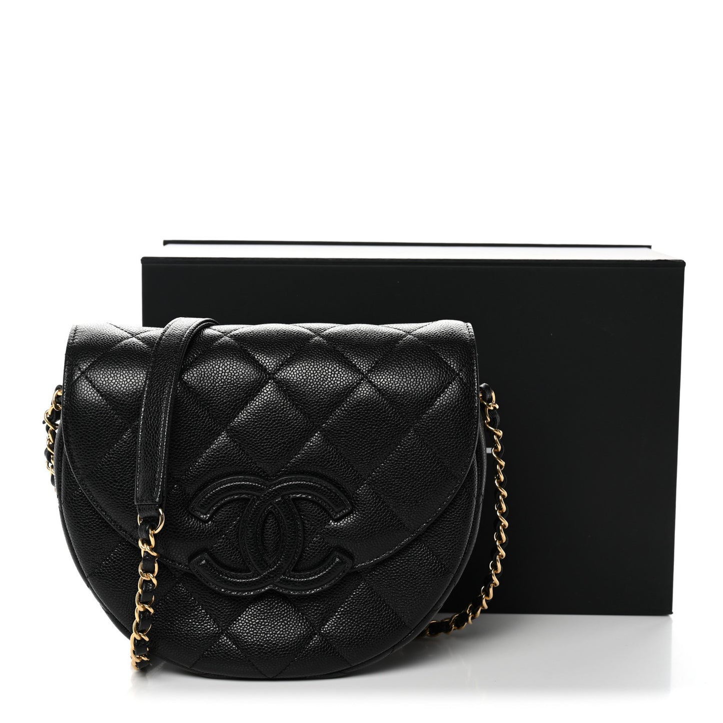 Caviar Quilted Small Messenger Flap Black