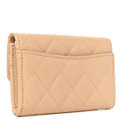 Chanel Caviar Quilted Flap Card Holder Wallet Beige 3 of 8
