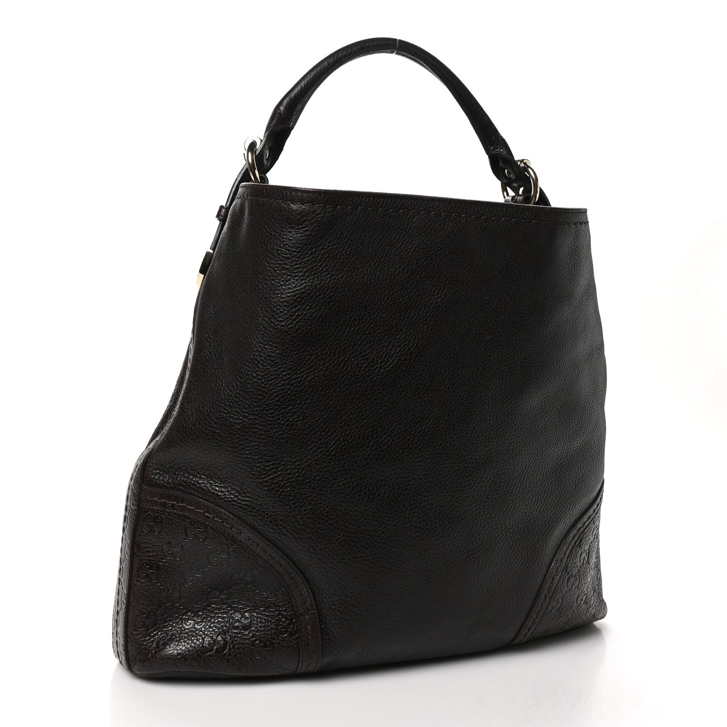 Gucci Calfskin Guccissima Trim Large Signoria Hobo Dark Brown 3 of 10