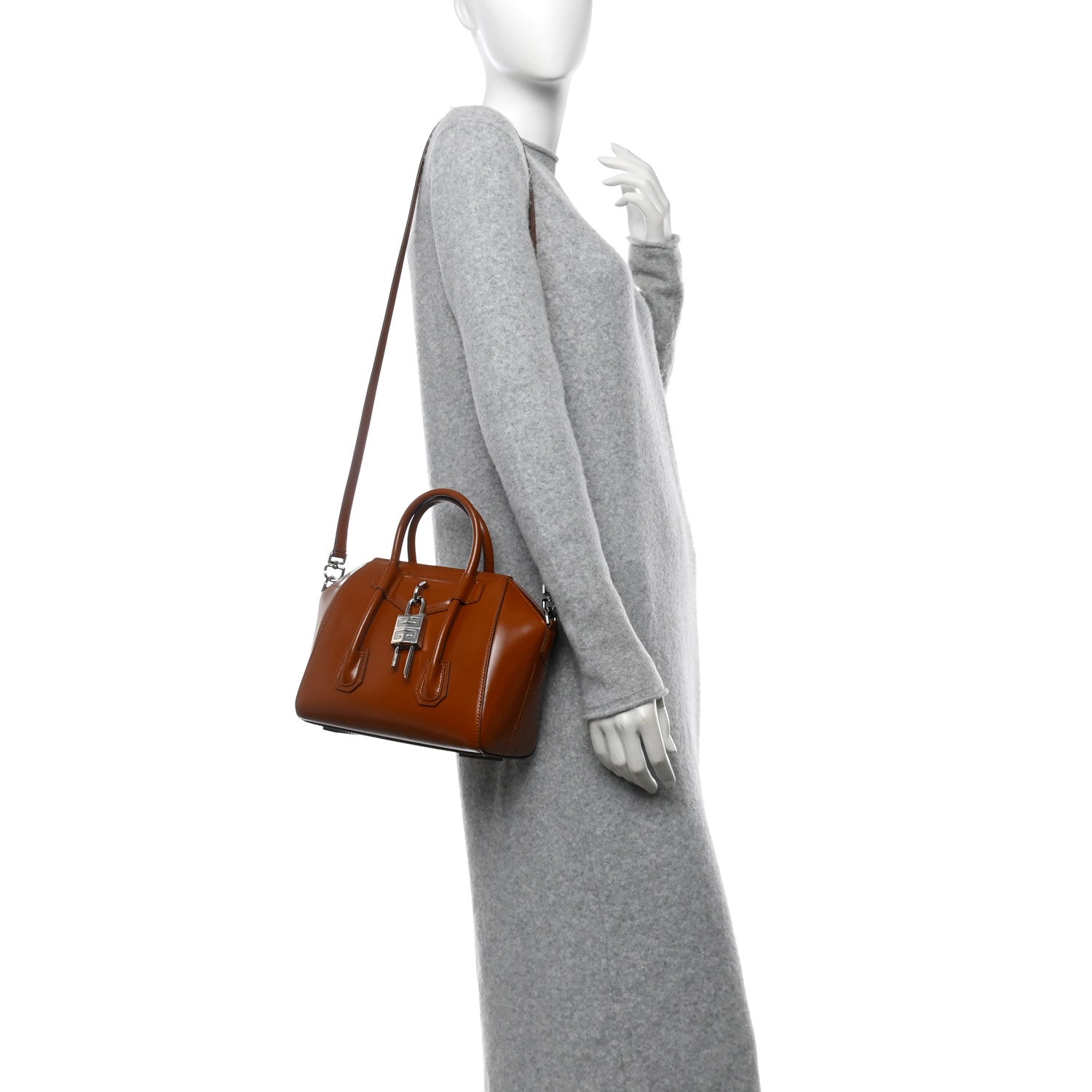 Givenchy Box Calfskin Mini Lock Antigona Shoulder Bag Beige Chestnut 2 of 10