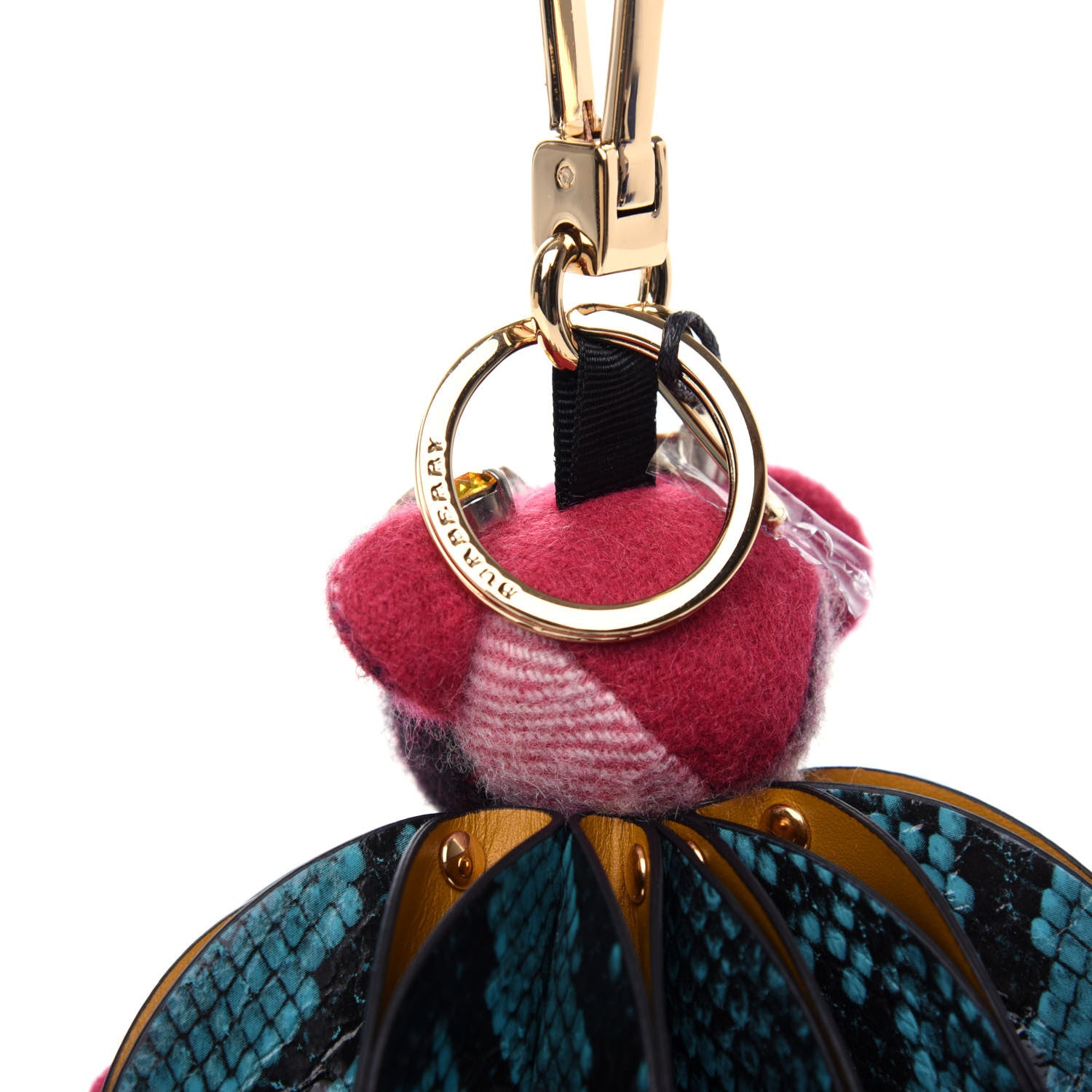 Burberry Cashmere Check Calfskin Crystal Concertina Thomas Bear Bag Charm Fuchsia Pink 3 of 4