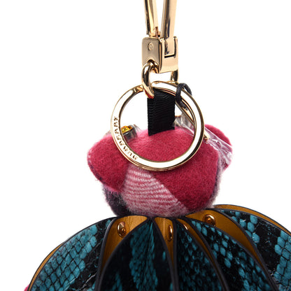 Burberry Cashmere Check Calfskin Crystal Concertina Thomas Bear Bag Charm Fuchsia Pink 3 of 4