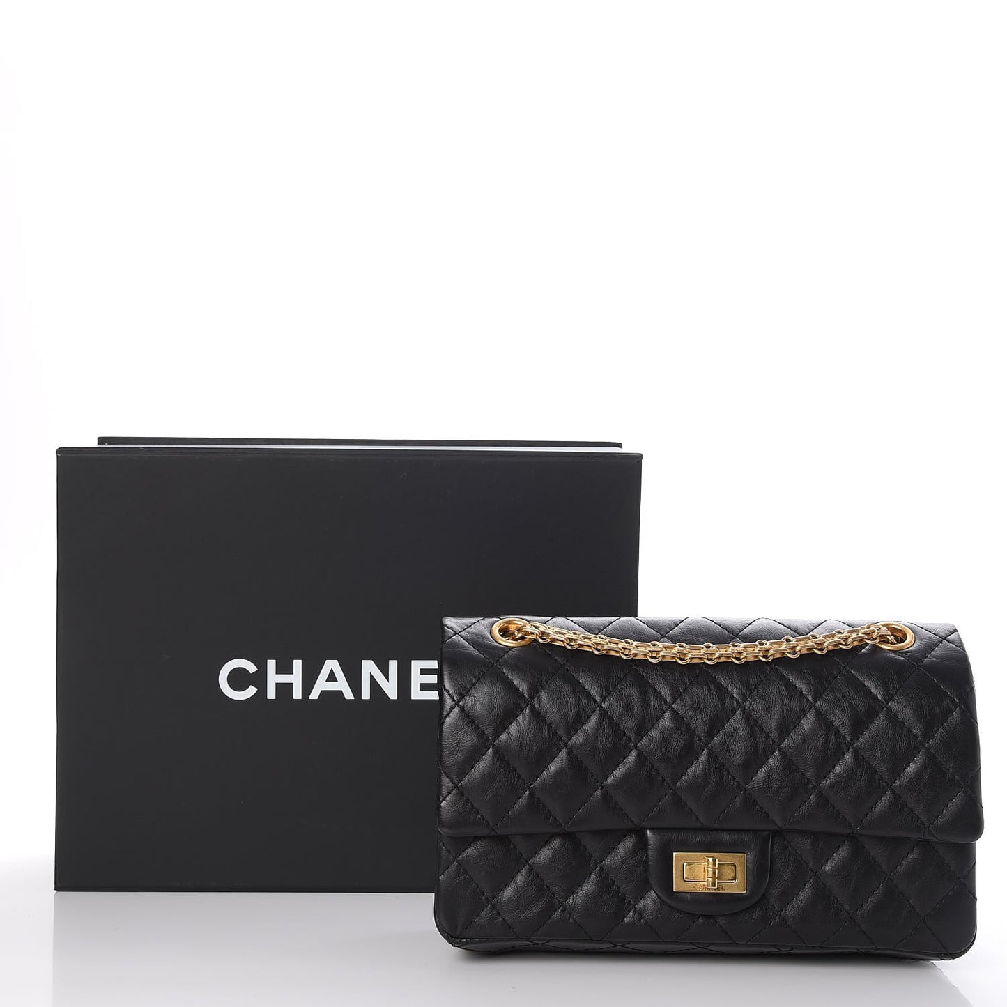 Aged Calfskin Quilted 2.55 Reissue 225 Flap Black