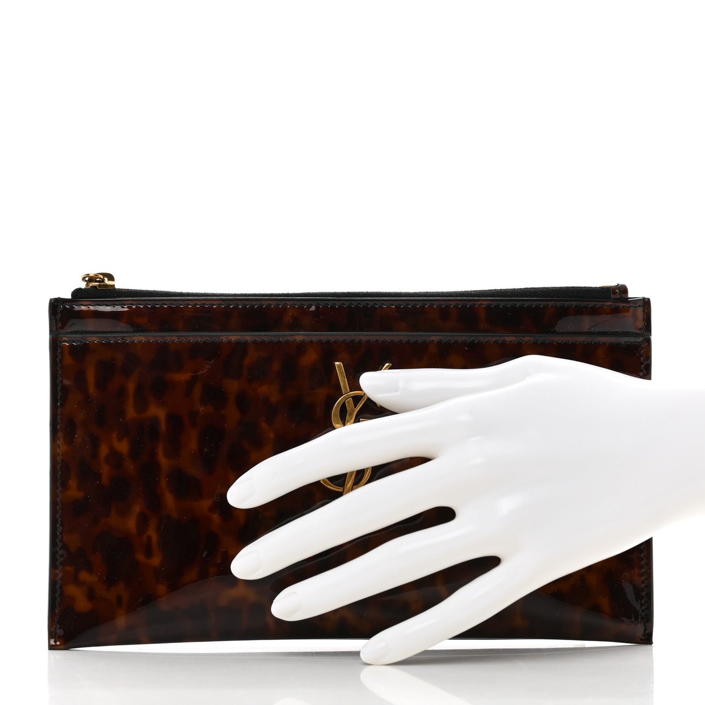 Patent Tartarugato Monogram Bill Pouch Tortoise Brown