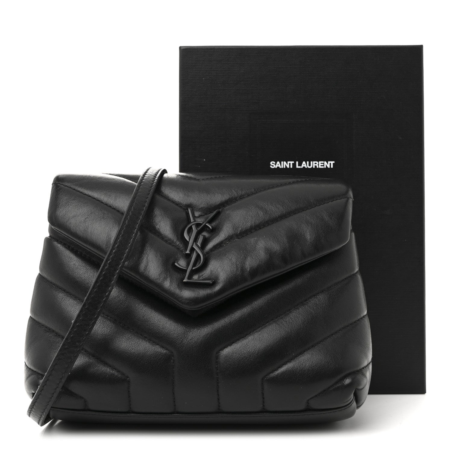 Saint Laurent Calfskin Y Quilted Monogram Monochrome Toy Loulou Crossbody Bag Black 16 of 16