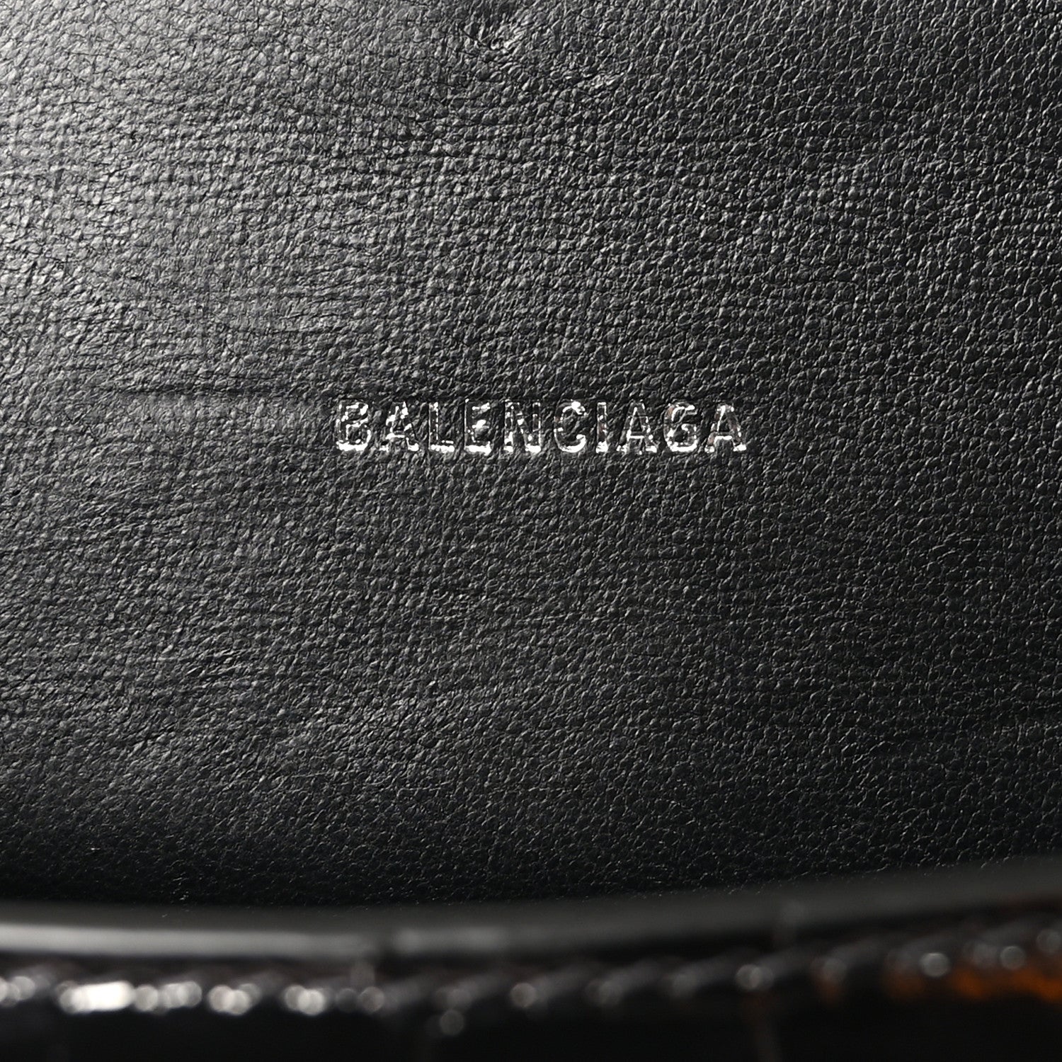 Balenciaga Metallic Shiny Calfskin Crocodile Embossed Hourglass Top Handle Bag XS Gunmetal 6 of 10
