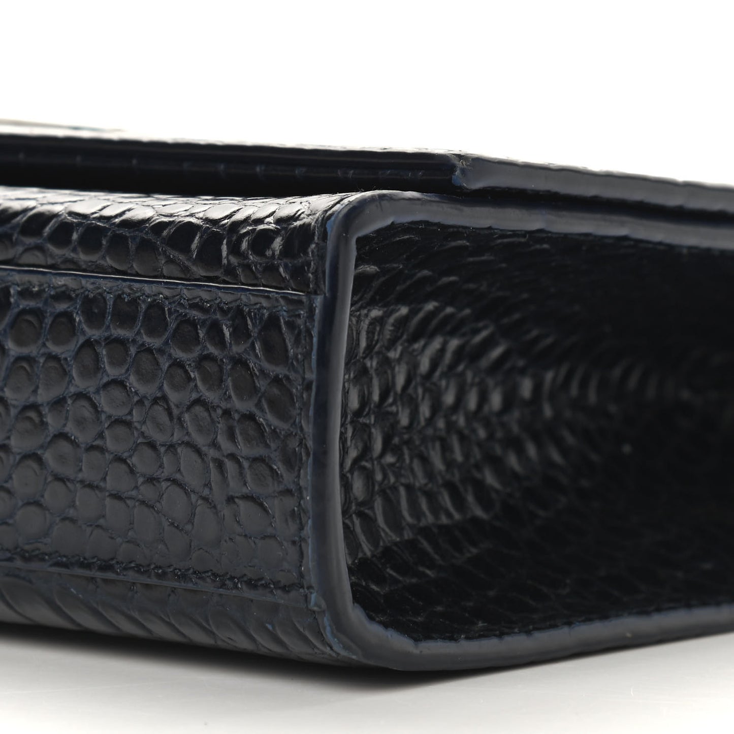 Calfskin Crocodile Embossed Medium Classic Monogram Kate Tassel Satchel Blue Sapphire