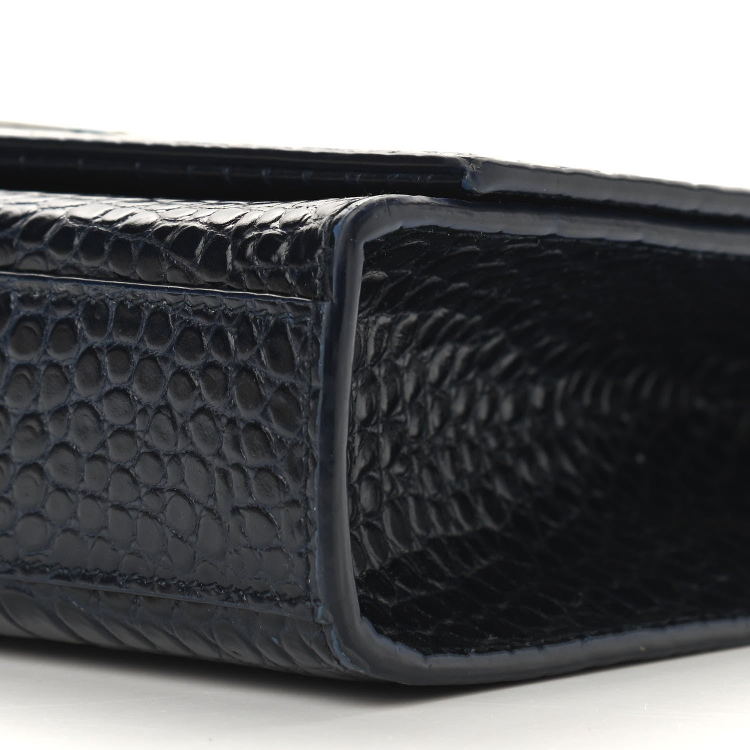 Saint Laurent Calfskin Crocodile Embossed Medium Classic Monogram Kate Tassel Satchel Blue Sapphire 8 of 8