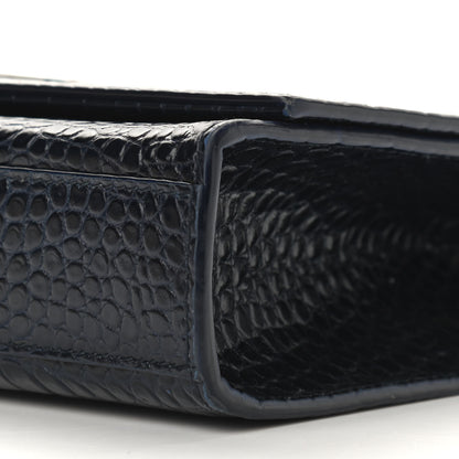 Saint Laurent Calfskin Crocodile Embossed Medium Classic Monogram Kate Tassel Satchel Blue Sapphire 8 of 8
