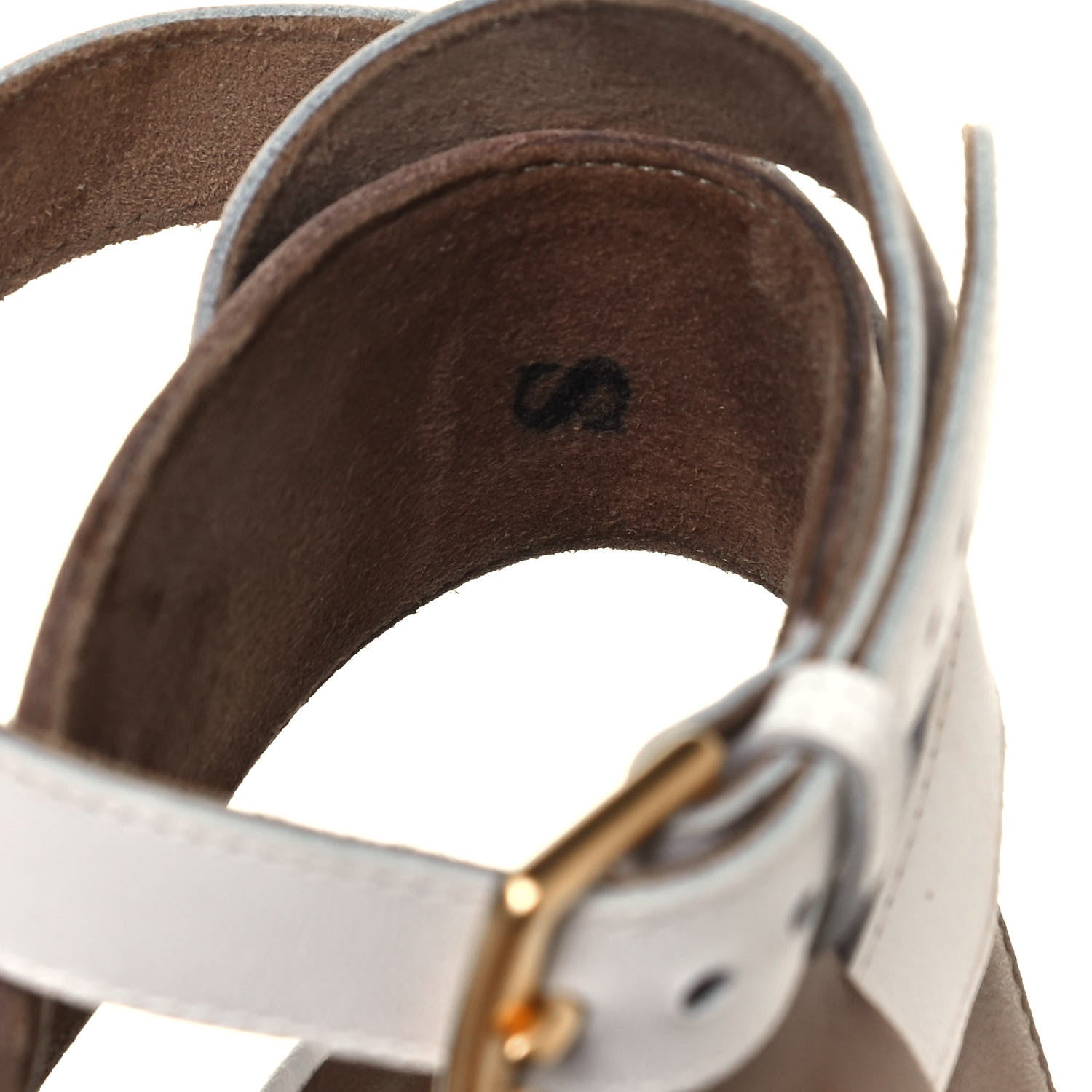 Hermes Calfskin Giorno Wedge Sandals 37.5 Beige White 8 of 9