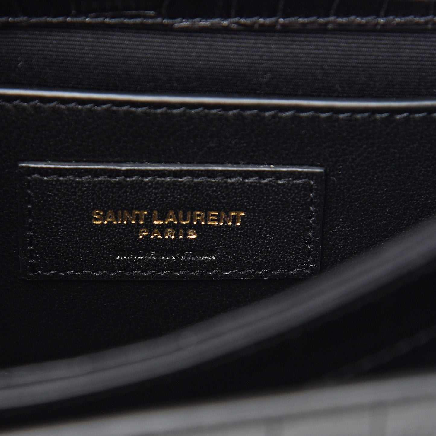 Calfskin Crocodile Embossed Small Monogram Sunset Black