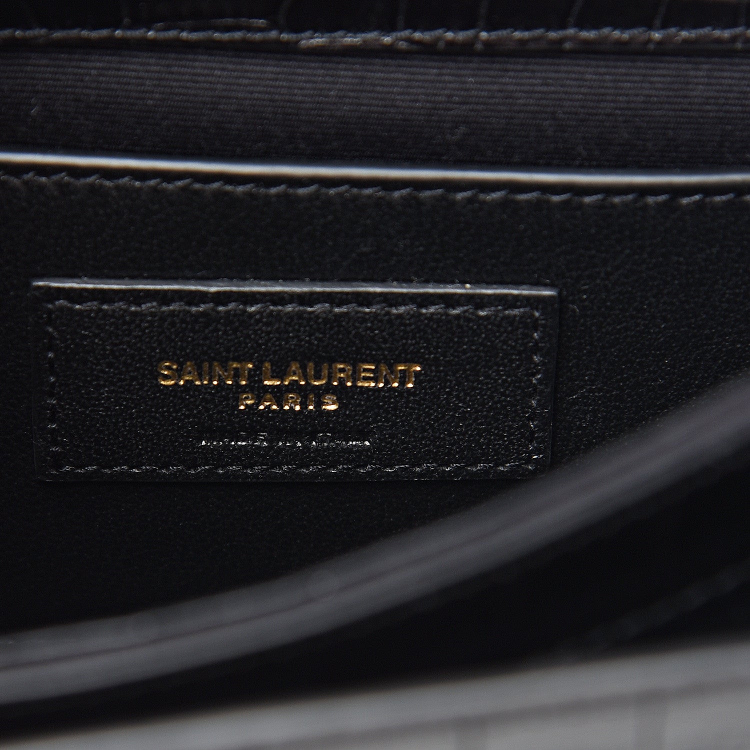 Saint Laurent Calfskin Crocodile Embossed Small Monogram Sunset Black 6 of 9