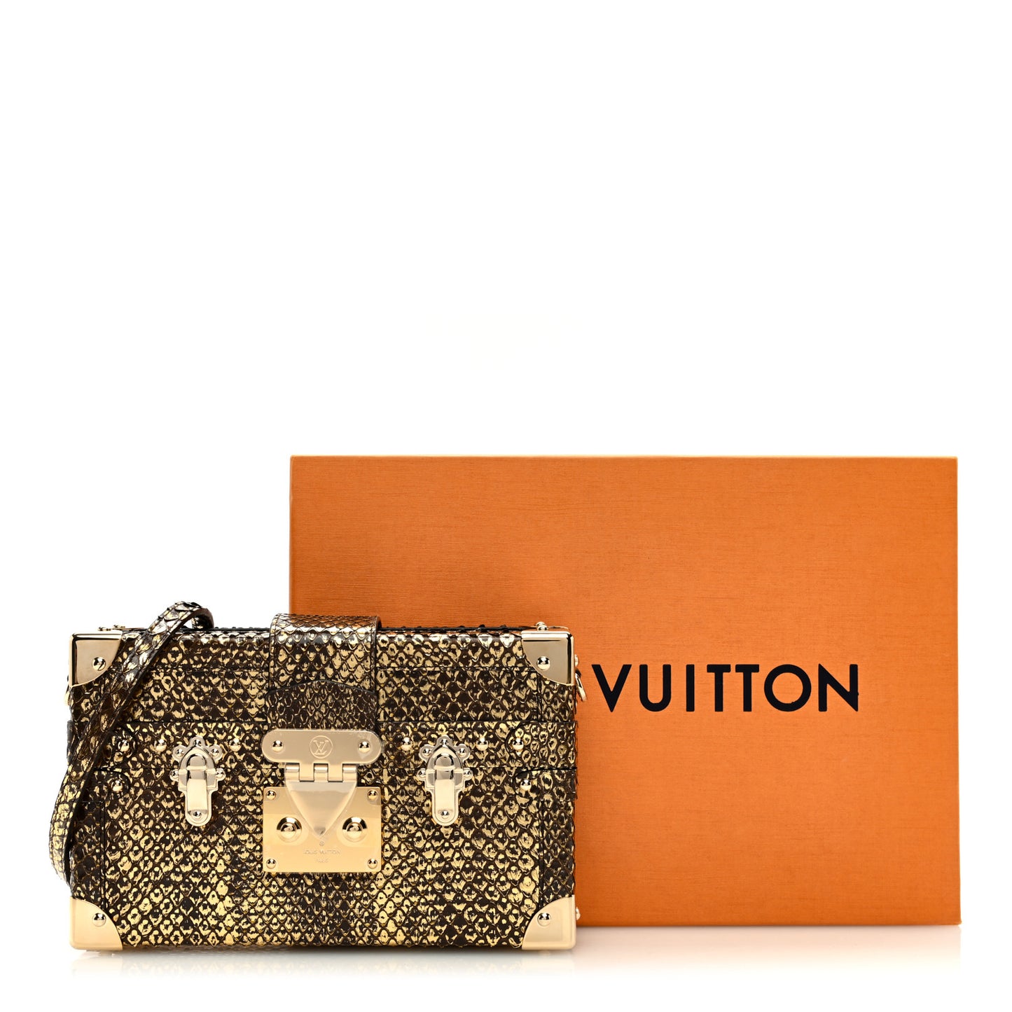 Snakeskin Petite Malle Gold