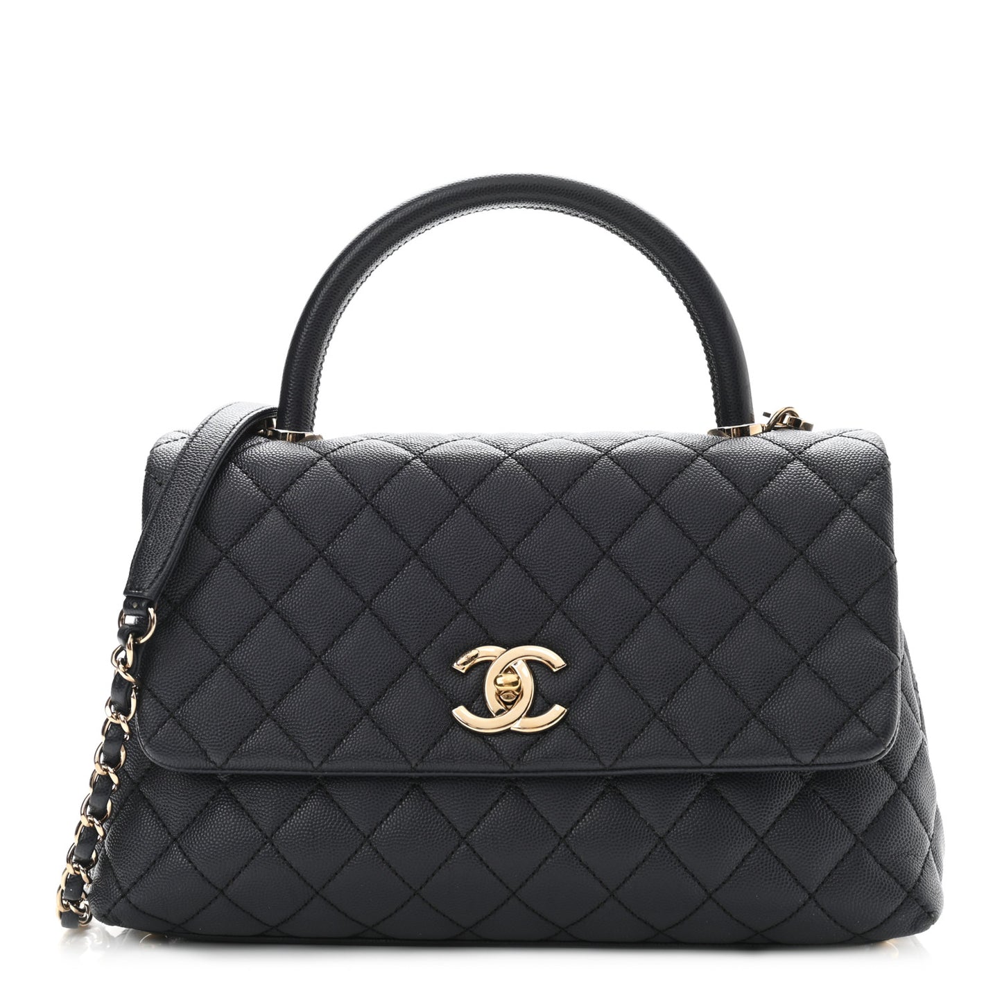 Caviar Quilted Small Coco Handle Flap Navy