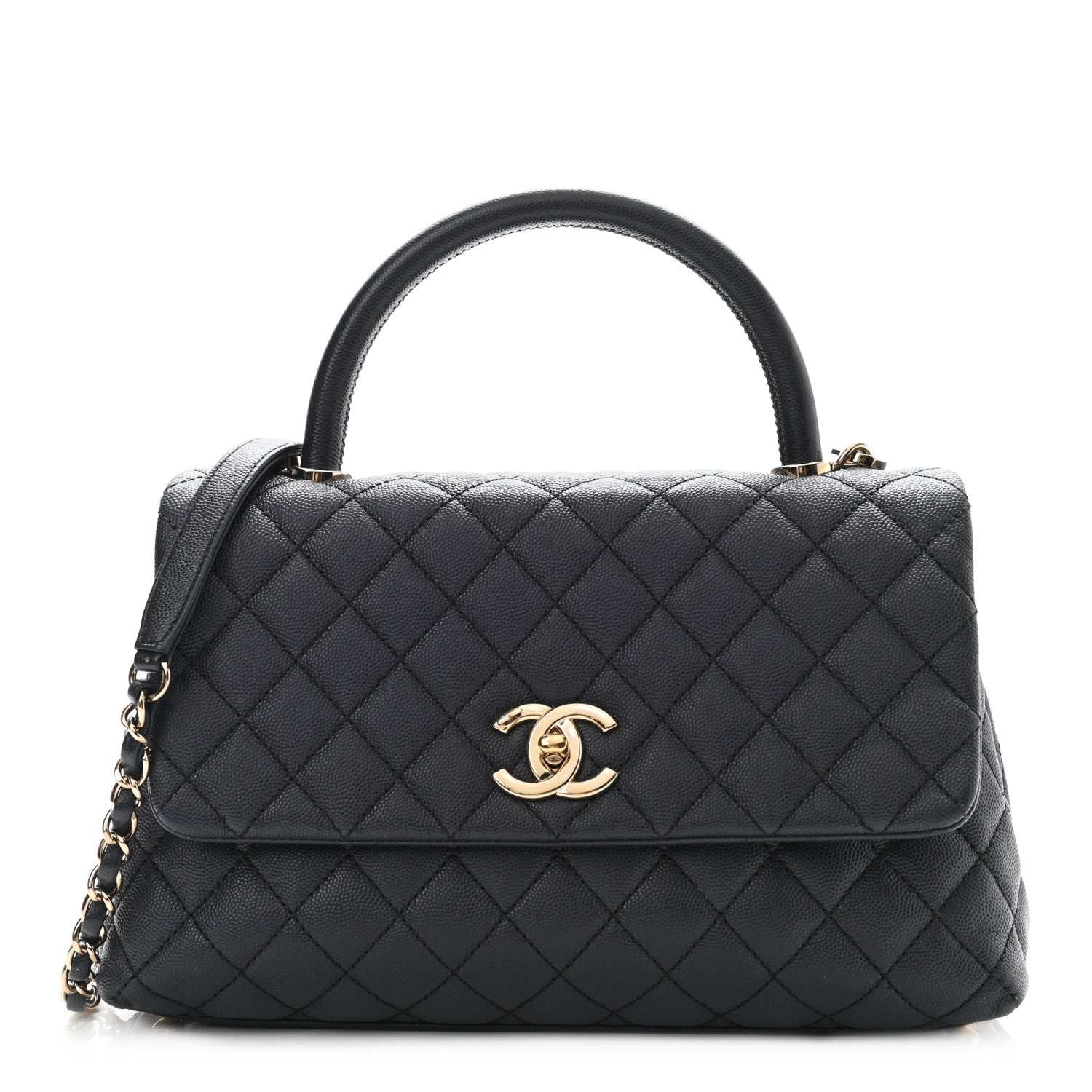 Chanel Caviar Quilted Small Coco Handle Flap Navy 1 of 11