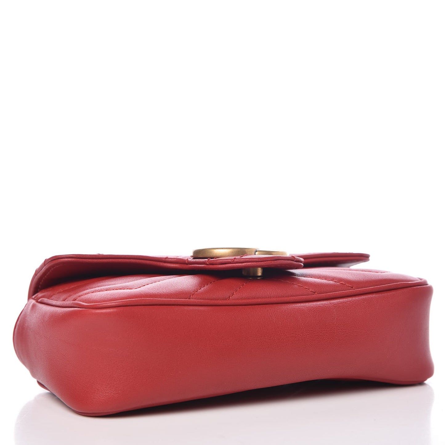 Calfskin Matelasse Super Mini GG Marmont Shoulder Bag Hibiscus Red