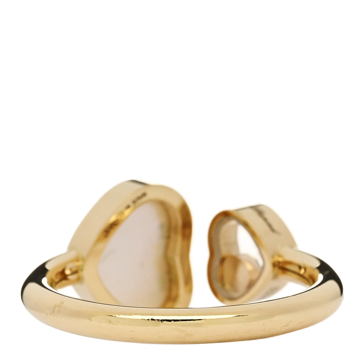 18K Yellow Gold Diamond Mother of Pearl Happy Hearts Ring 53 6.25
