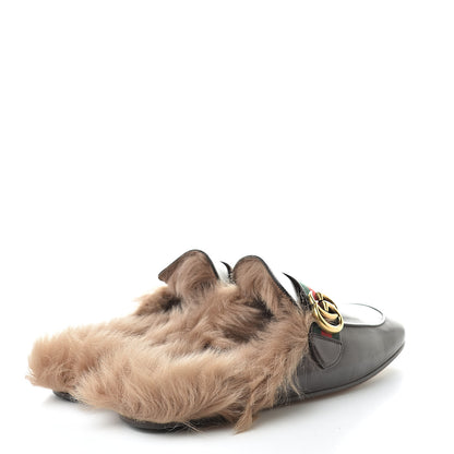 Gucci Goatskin Fur Web GG Mens Princetown Slippers 8 Cocoa 4 of 8