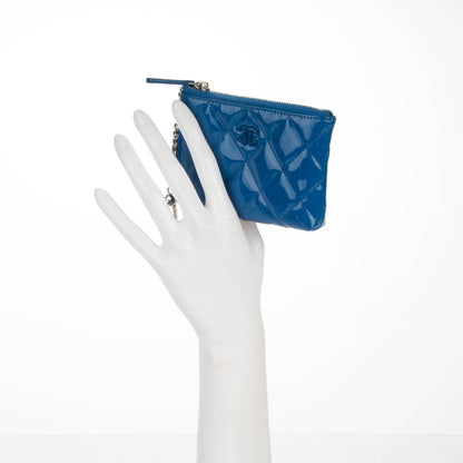 Chanel Patent Quilted Key Holder Case Dark Blue 2 of 7