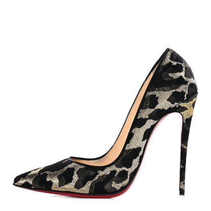 Christian Louboutin Lurex Feline So Kate 120 Pumps 37.5 Black Gold 1 of 8
