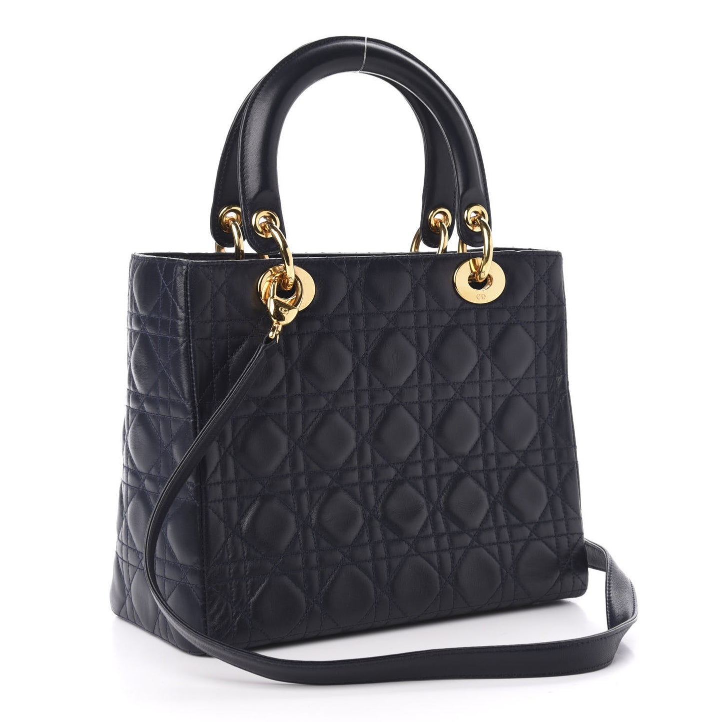 Lambskin Cannage Medium Lady Dior Navy Blue