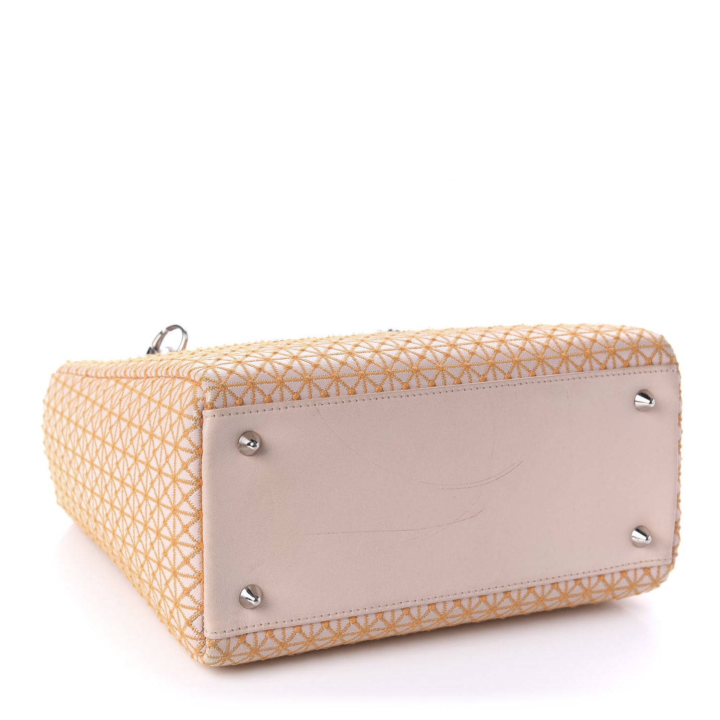 Lambskin Embroidered Medium Lady Dior Light Pink Orange