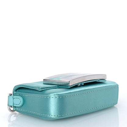 Fendi X TIFFANY Satin Silk Sterling Silver Nano Maxi Buckle Baguette Tiffany Blue 4 of 17