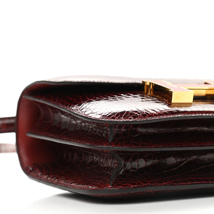 Hermes Shiny Alligator Lizard Marquette Constance 18 Bourgogne Rouge Moyen 8 of 10