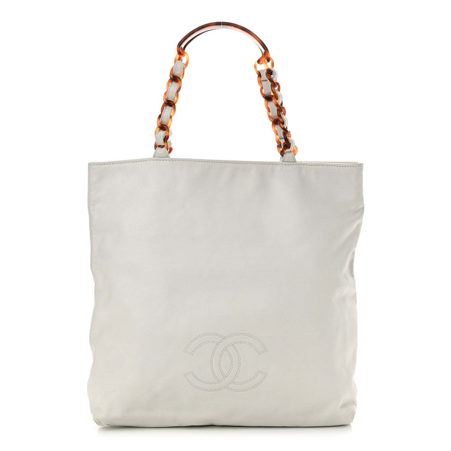 Chanel Lambskin Bekko Chain CC Shopping Tote White 1 of 17