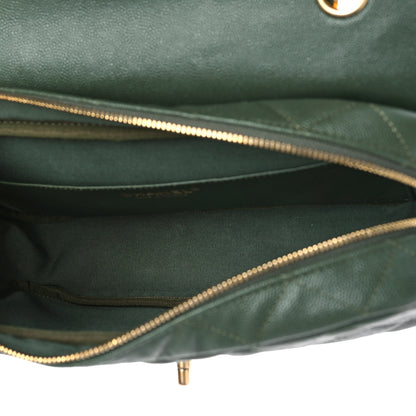 Chanel Caviar Quilted Medium Single Flap Dark Green 5 of 9