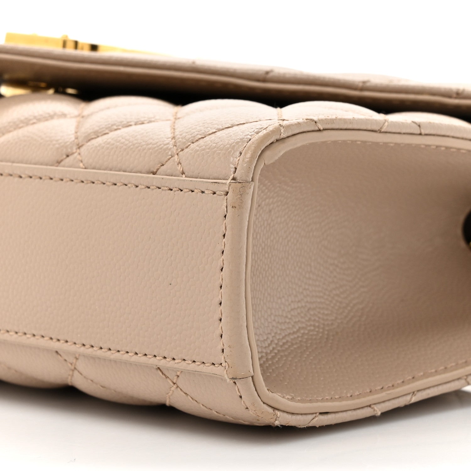 Saint Laurent Grain De Poudre Textured Mixed Matelasse Triquilt Small Monogram Satchel Dark Beige 9 of 16