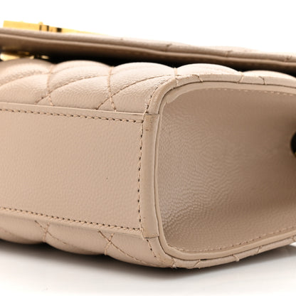 Saint Laurent Grain De Poudre Textured Mixed Matelasse Triquilt Small Monogram Satchel Dark Beige 9 of 16