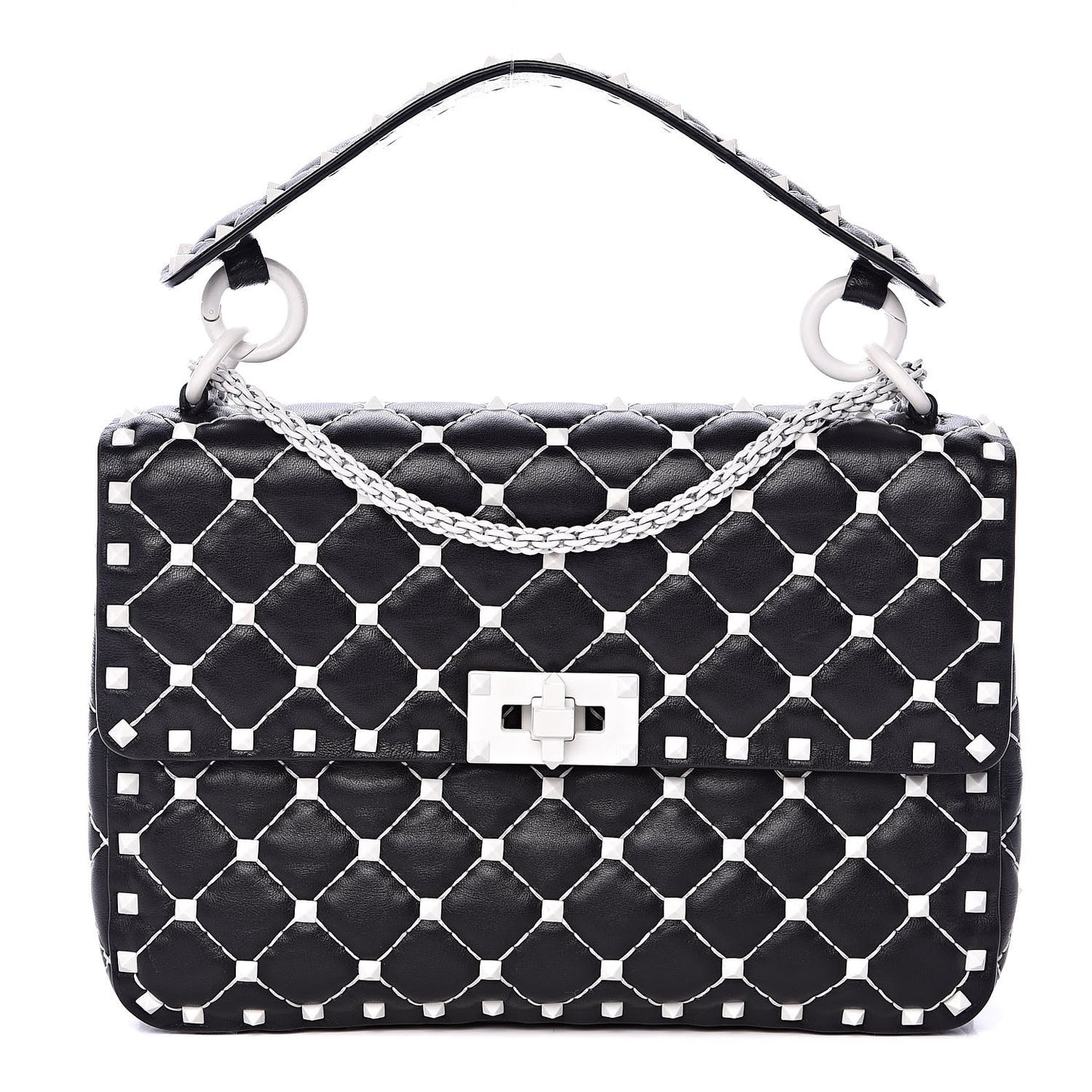 Lambskin Medium Free Rockstud Spike Shoulder Bag Black