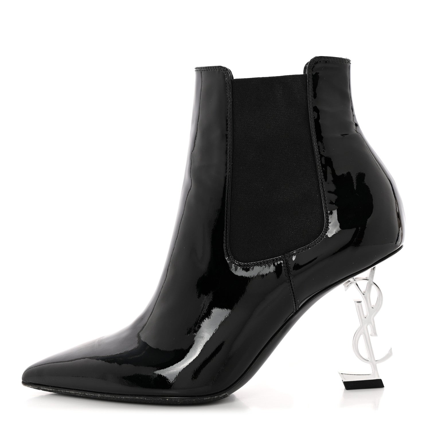 Saint Laurent Patent Opyum Ankle Booties 37 Black 1 of 12