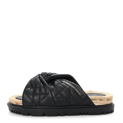Christian Dior Calfskin Cannage Dtwist Espadrille Platform Sandals 35.5 Black 1 of 9