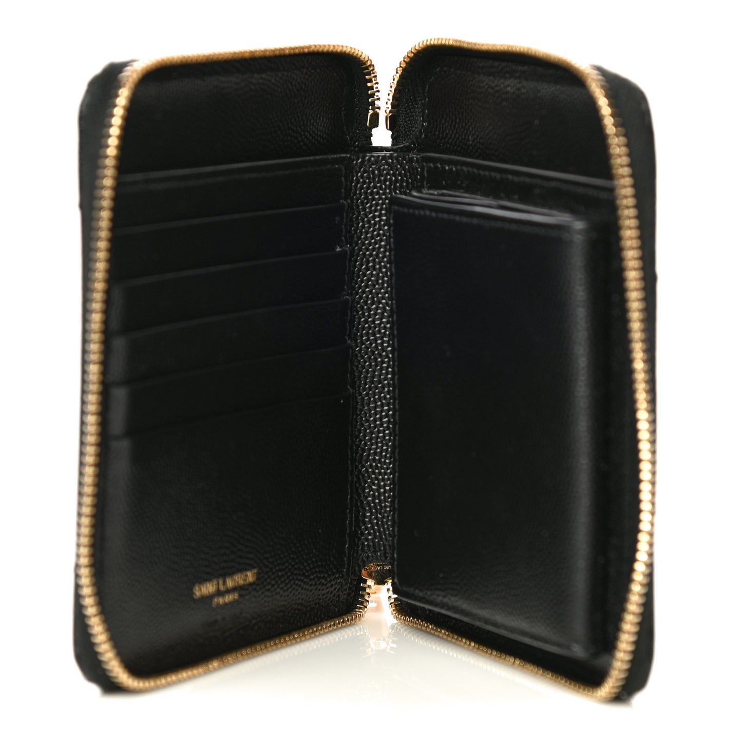 Grain De Poudre Matelasse Chevron Monogram Compact Zip Around Wallet Black