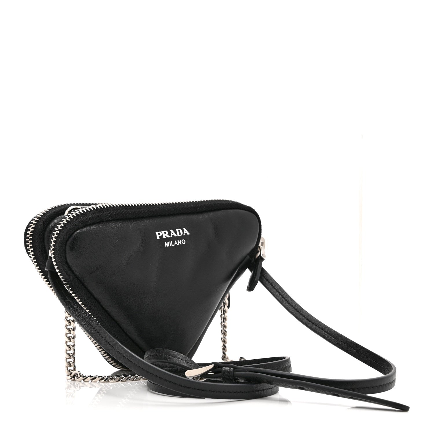 Prada Nappa Soft Padded Mini Triangle Crossbody Pouch Black 3 of 11