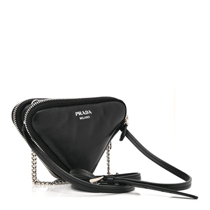 Prada Nappa Soft Padded Mini Triangle Crossbody Pouch Black 3 of 11