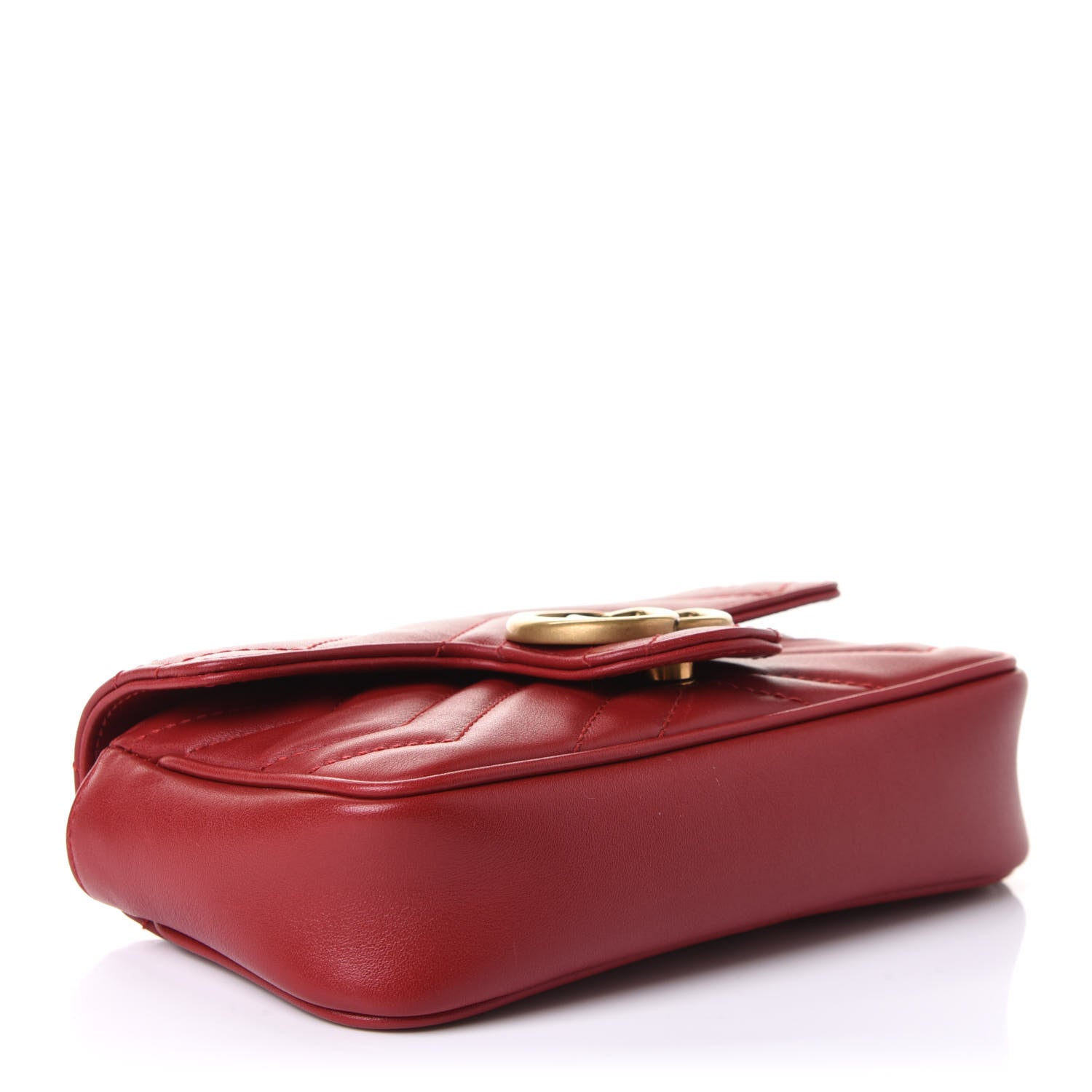 Gucci Calfskin Matelasse Super Mini GG Marmont Shoulder Bag Hibiscus Red 3 of 11