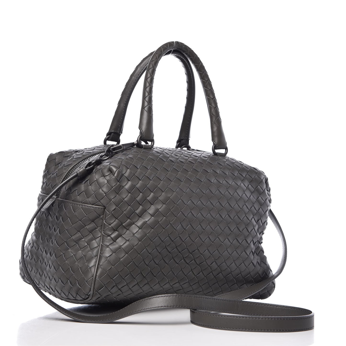 Nappa Intrecciato Top Handle Bag Grey