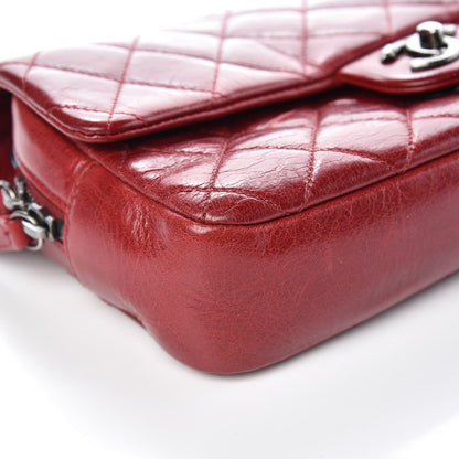 Chanel Glazed Calfskin Quilted Medium Duo Flap Dark Red 11 of 12