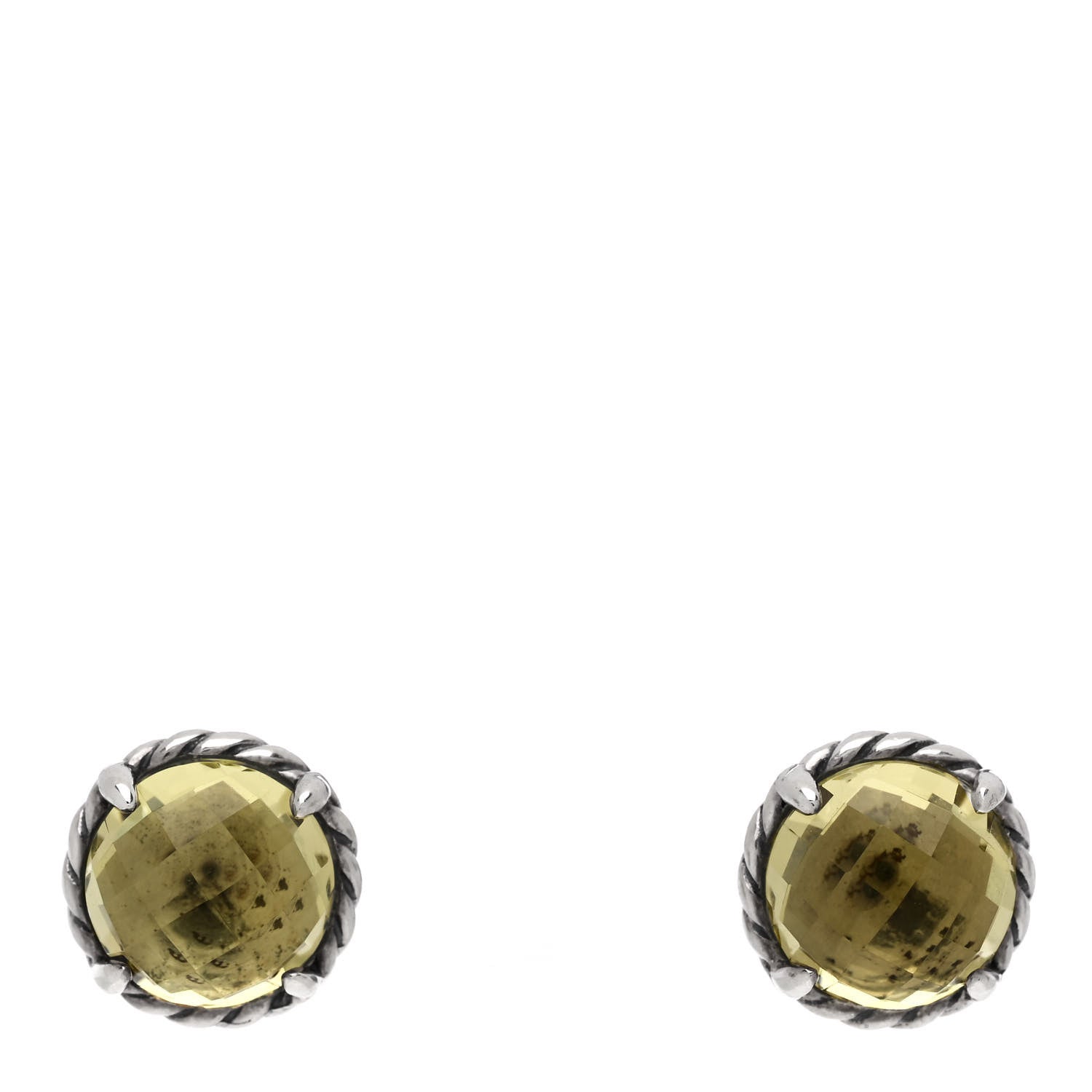 David Yurman Sterling Silver Lemon Citrine 8mm Chatelaine Earrings 1 of 4