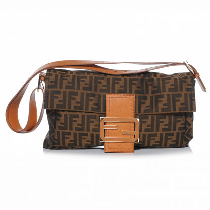Fendi Zucca Vitello Elite Messenger Baguette Tobacco Ocra 1 of 8