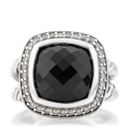 David Yurman Sterling Silver Diamond Black Onyx 11mm Albion Ring 52 6 1 of 5